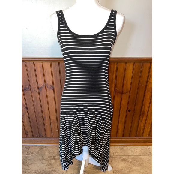 Womens Marc New York Black White Striped High Low‎ Sleeveless Dress XS - Picture 1 of 7